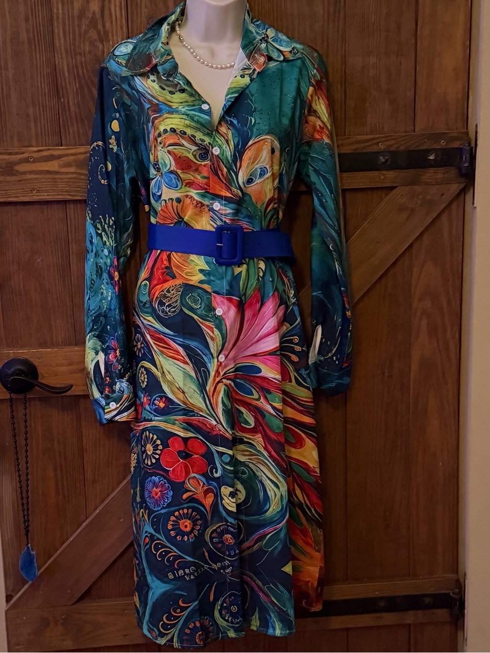 Source Unknown Multicolor Floral Long-Sleeve Dress